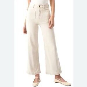 Oat New York. High Waisted Wide Leg Jean. Cream. Size 4.